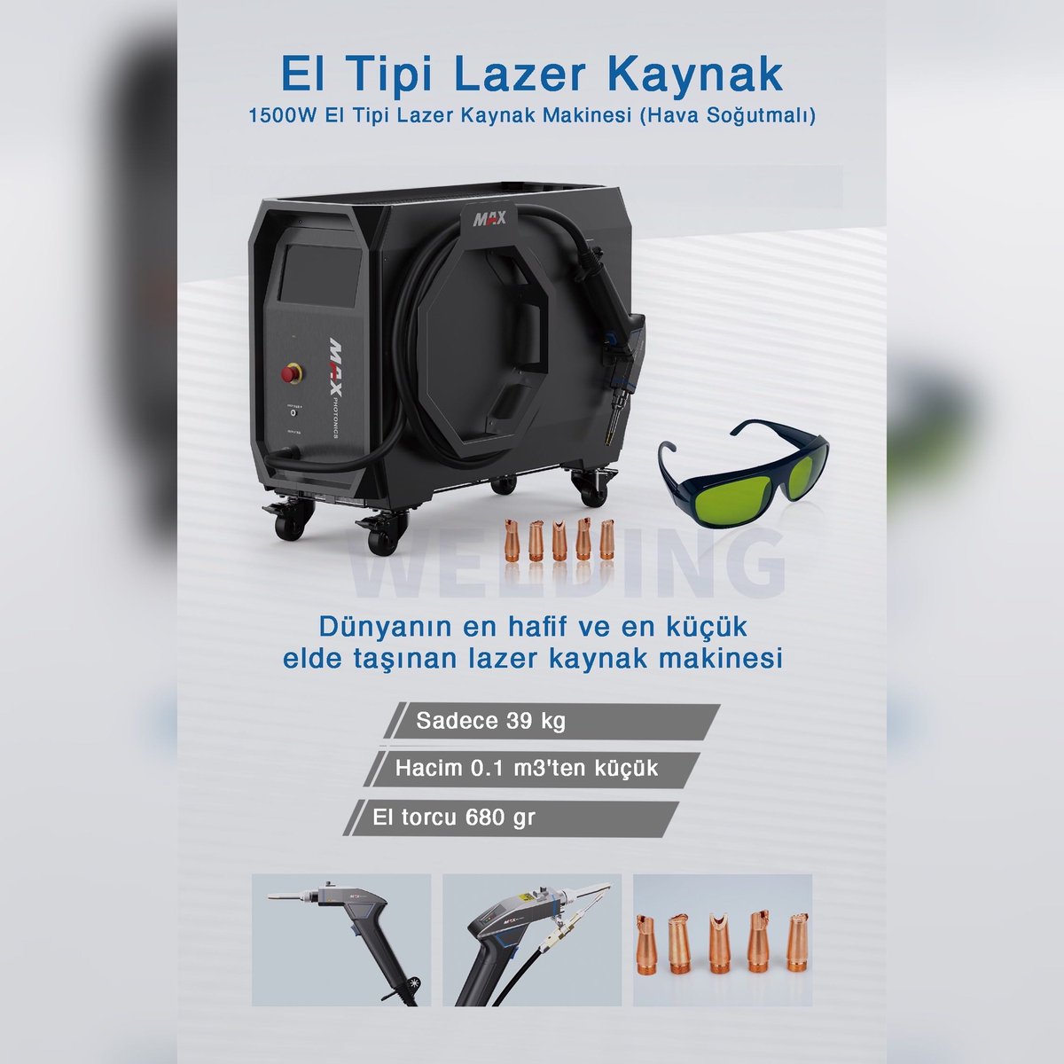 Maxphotonics_TR's tweet image. Dünyanın en hafif ve en küçük elde taşınan lazer kaynak makinesi

1500W El Tipi Lazer Kaynak Makinesi (Hava Soğutmalı)

#ElTipiLazerKaynak #LazerKaynak #HandHeldWelding #LaserWelding #LazerKaynak #LaserWelder #welding #fiberlaser #fiberlazer #Maxphotonics #MaxphotonicsTürkiye