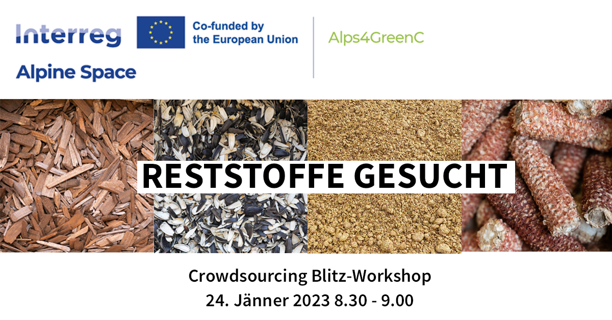 Im Rahmen des #Interreg Projektes #Alps4GreenC testen wir Ihre Biomassereststoffe auf ihre Eignung zur Produktion von #Biokohle. Alle Infos zum Projekt und wie man mitmachen kann, gibt es in unserem Blitzworkshop am 24.1.23. Gleich anmelden! 
biobase.at/veranstaltunge…