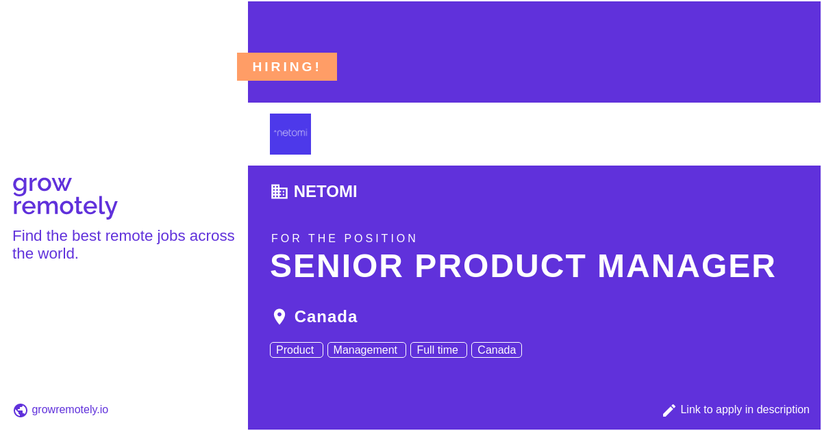 growremotelyio's tweet photo. Check out this job at Netomi for the position Senior Product Manager.

 Apply link: https://t.co/NSCsj3EhTa

#hiring #remotejobs #Netomi #ProductManagement https://t.co/SnPqQaGngg
