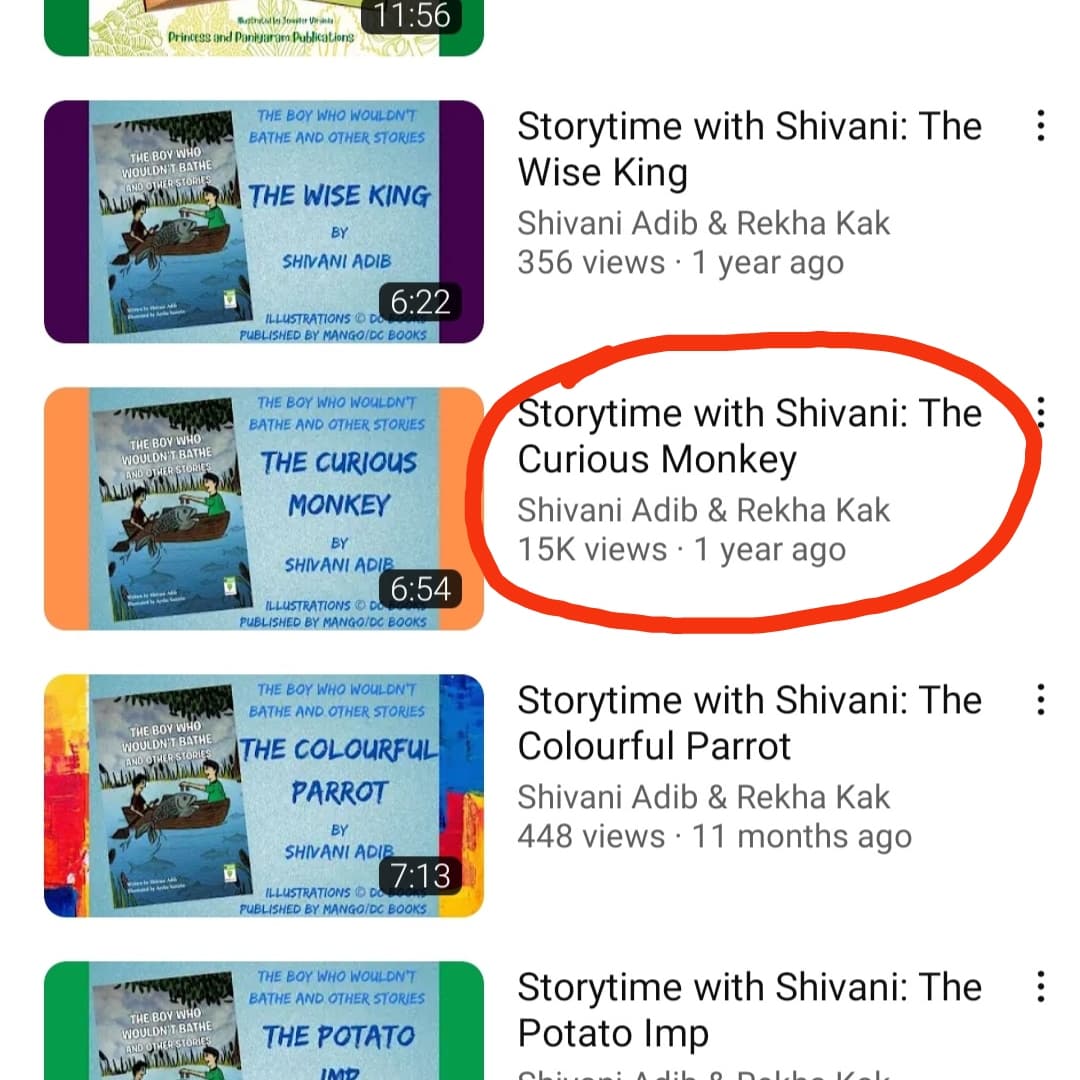 'The Curious Monkey' touches 15k views! Check out my stories and my mother's songs at youtube.com/@ShivaniAdibRe…

#storiesforchildren #songsforchildren #talesfromindia #youngreaders #shivaniadib
