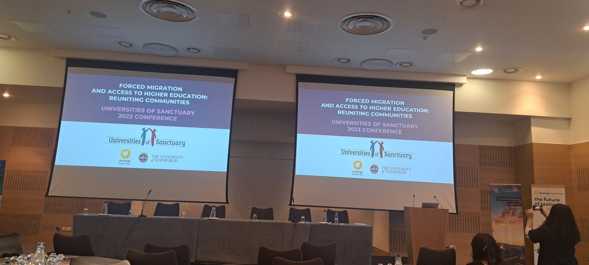 We are all set for the Universities of Sanctuary Conference organised by @UniofSanctuary. Human Rights & Advocacy Coordinator, @pinar_aksu5 and @AhmedAl57629722 to talk about Our Grades Not Visas campaign- access to education for Migrant students and people seeking asylum