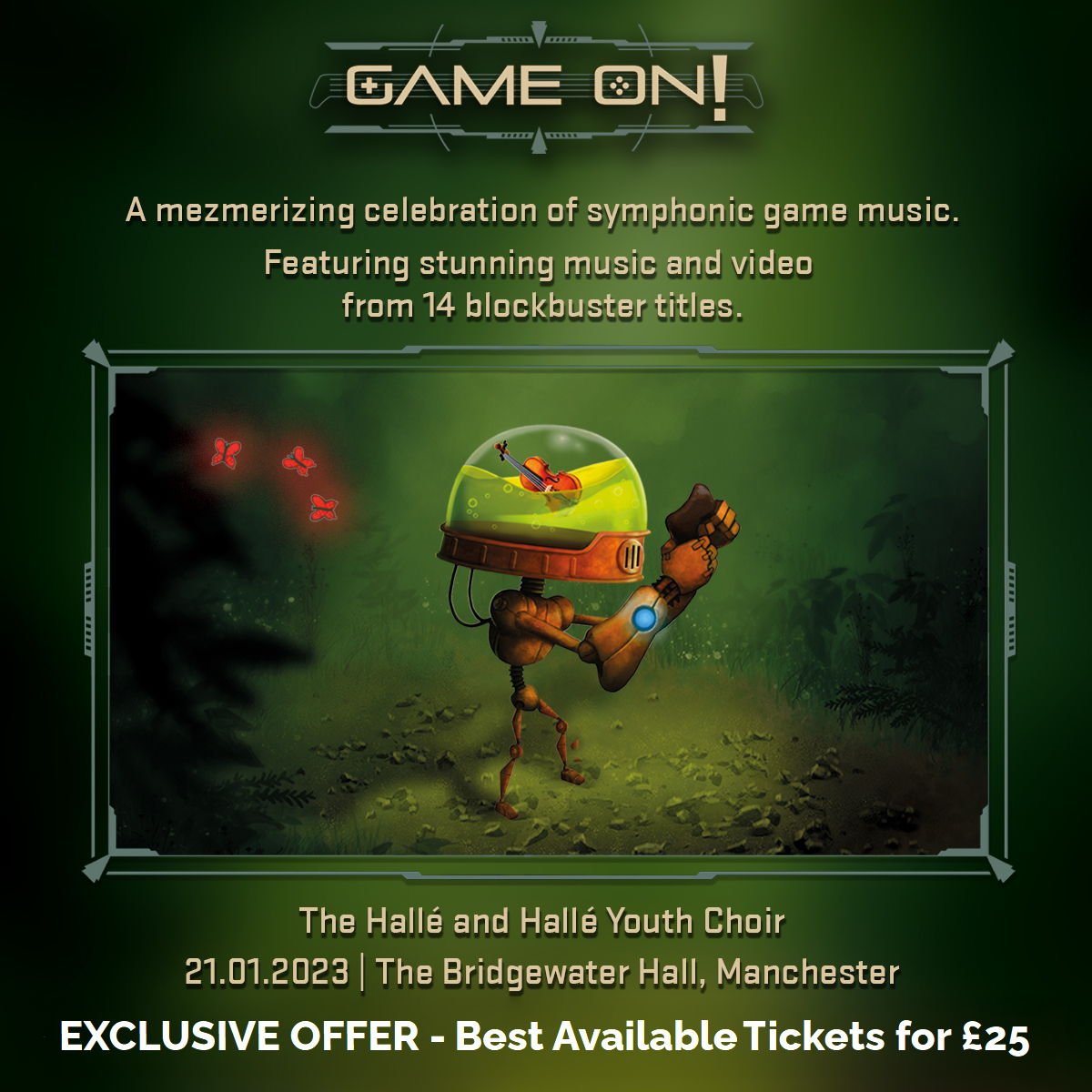 Calling all Gamers! Save up to £21.50 per ticket with our exclusive offer to see @the_halle explore the world of video games, performing music from 14 best-known franchises, as brand new HD clips of the games are shown on screen! ~ For more info, see ManchesterTheatres.com ~