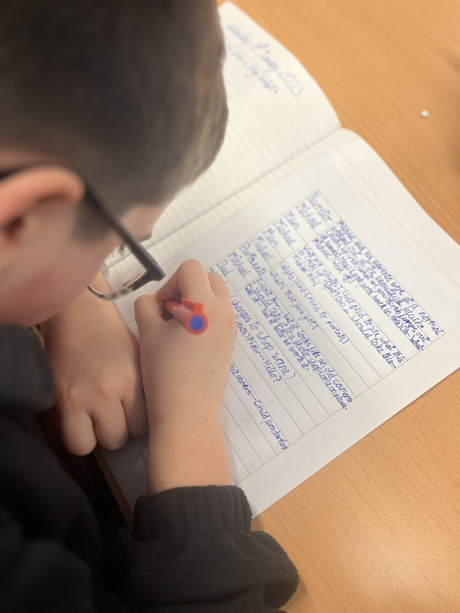 stgilesacademy's tweet image. Class 6 are working hard on their Flotsam play script writing this morning! We’ve used drama to prepare and are now in full swing! Screen writers of the future right here 🎬📝🌊🐡🐙🦑 #English #flotsam #playscript