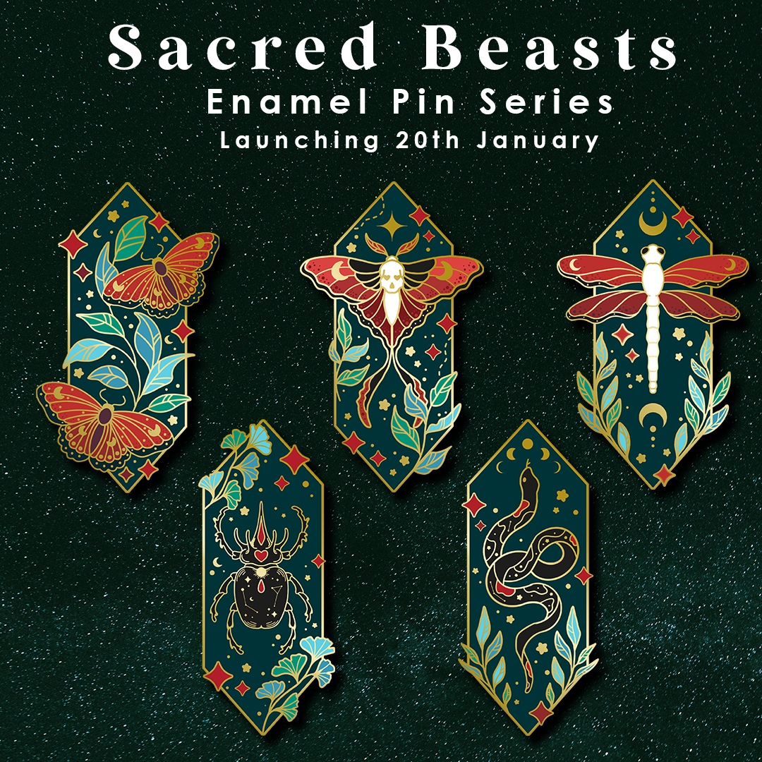 Swiftterlyy's tweet photo. 🦋🌛THE SNAKE🌜️🦋⁠
⁠
The fifth and final pin reveal, the snake! 🐍⁠
⁠
There are early bird discounts for the first 48 hours so make sure to set a reminder! 😄⁠
⁠
Kickstarter launches 20th January 1PM GMT time ⏰⁠ https://t.co/bEt6SVJCSM