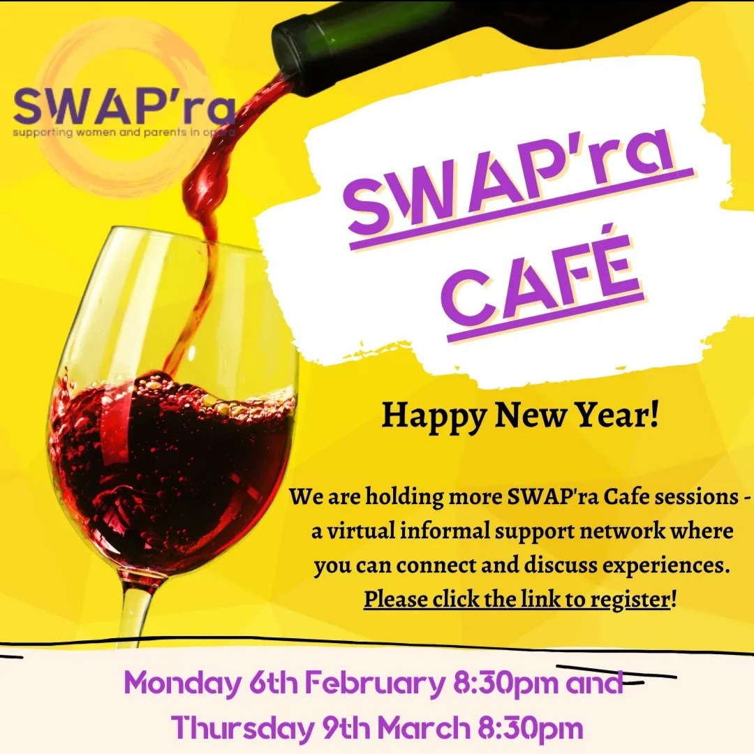swap_ra's tweet photo. Happy New Year! We're back with two new Virtual Café dates. We'd love to see you there!
Mon 6th Feb 8:30pm and Thurs 9th March 8:30pm
Click the link to find out more & register ➡️ https://t.co/RxZhwsVnMn
#swapra #parentsinperformance #operamum #operadad #swapracafe https://t.co/AzTOtWBgMi