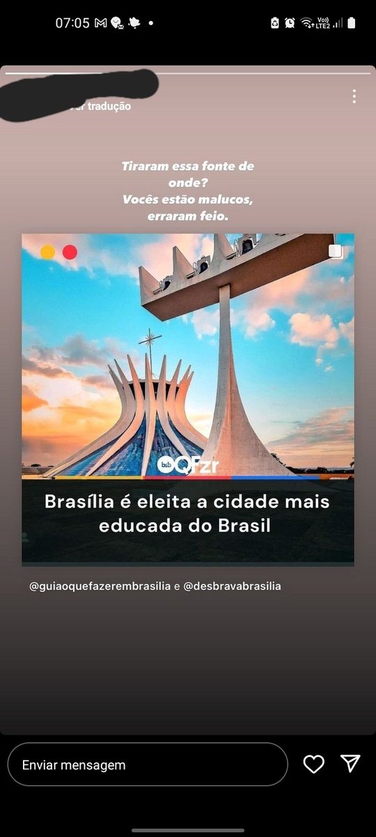 Fernandasugui's tweet photo. Eu posso criticar Brasília pq nasci e cresci aqui. Mas não aceito que os outros falem mal.
Não gostou? Pode voltar pra sua cidade, que é muito pior que aqui https://t.co/PLsXnf2H0N