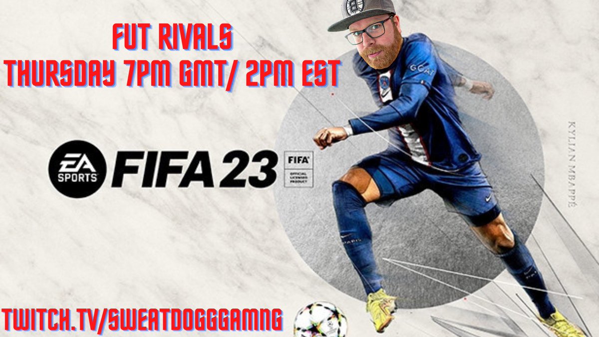 SweatD0gg's tweet photo. 🚨🚨🚨Stream Tonight🚨🚨🚨
Back on @EASPORTSFIFA
FUT Rivals and stacking packs 💪
https://t.co/VyNf7vuInn
#FUT23 #FIFA23 #futrivals #twitchstreamer #TikTok https://t.co/B9XwhaST91