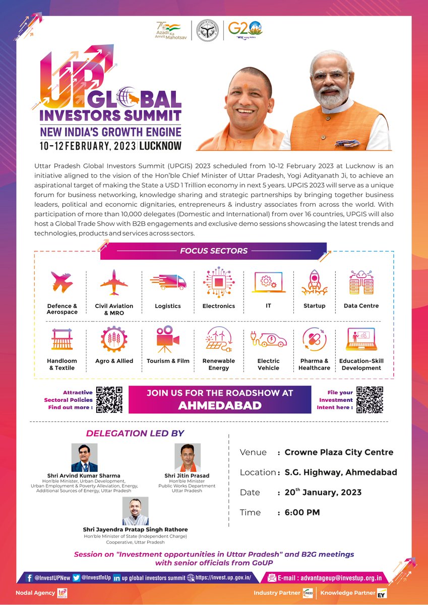 Event Alert

#UPGIS23 Roadshow in Ahmedabad

Date: 20th January 2023
Time: 6 PM onwards
Venue: Crowne Plaza City Centre, S.G. Highway, Ahmedabad

Inviting all the investors to come, join us for the roadshow and make it a super success