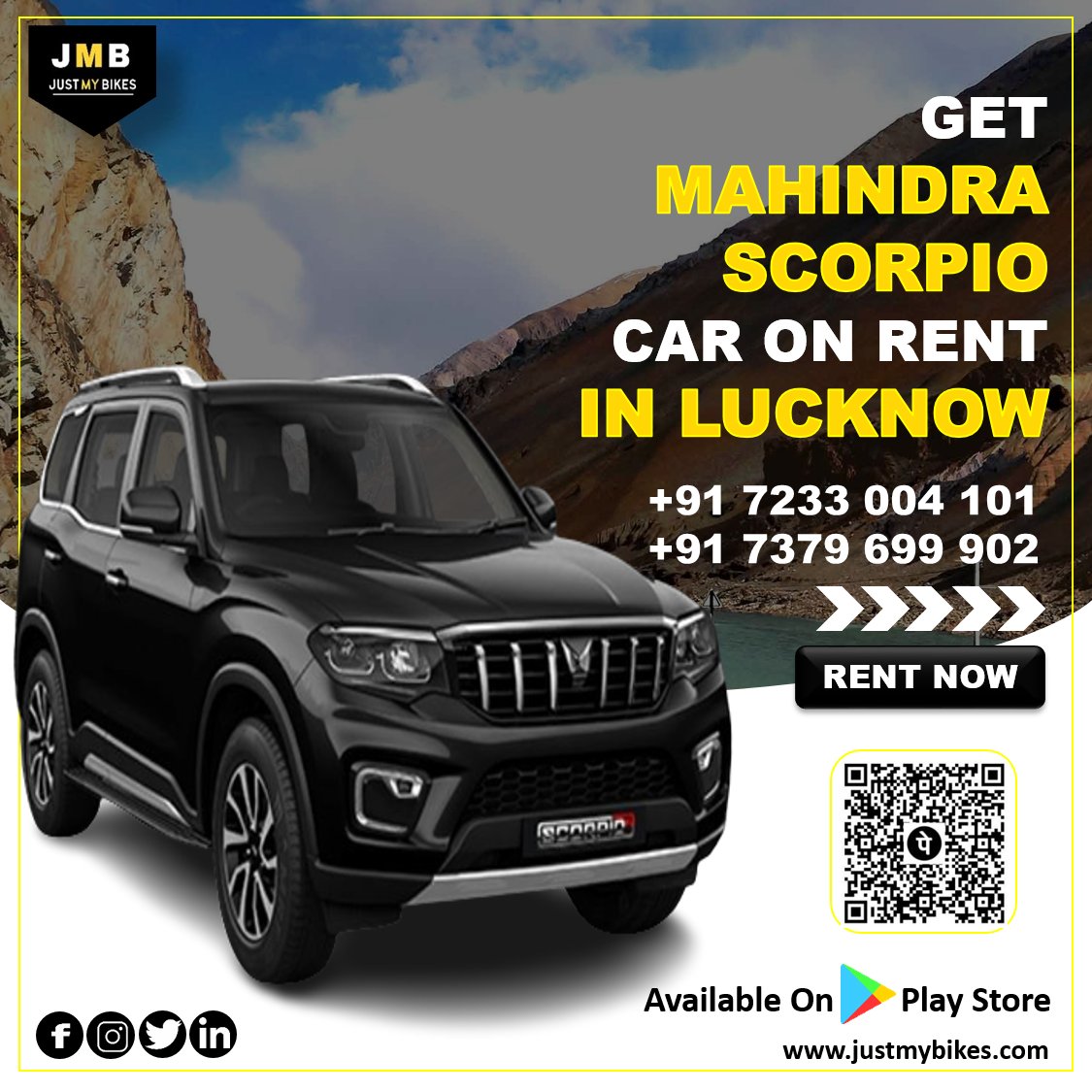 justmybike's tweet photo. Get Mahindra Scorpio on #rent in lucknow
Book Your Dream Car Now
+91 7379 699 902
+91 7233 004 101
To follow more details visit: https://t.co/rXbXd3LggE
Just My Bikes
#india #carrental #rentacar #car #travel #rental #rentcar #carhire #carrentals #cars #rent #luxurycars #weddingca https://t.co/GrnQmTiNJh