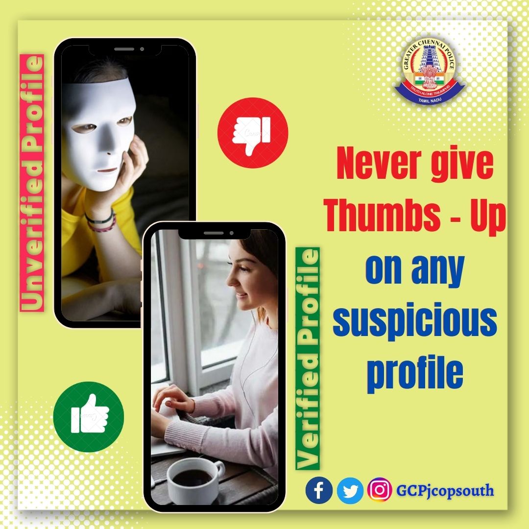 GCPjcopsouth's tweet photo. Facebook Link: https://t.co/otdp1dXH7v
Never give Thumbs - Up on any suspicious profile.
#fakeprofile #scammer #fakeaccounts #moneyscam #scambaiter #fakeprofiles #fakeprofilealert #verifiedprofile #chennaipolice #greaterchennaipolice #chennaicitypolice #shankarjiwalips https://t.co/ZaeD6D7H7r