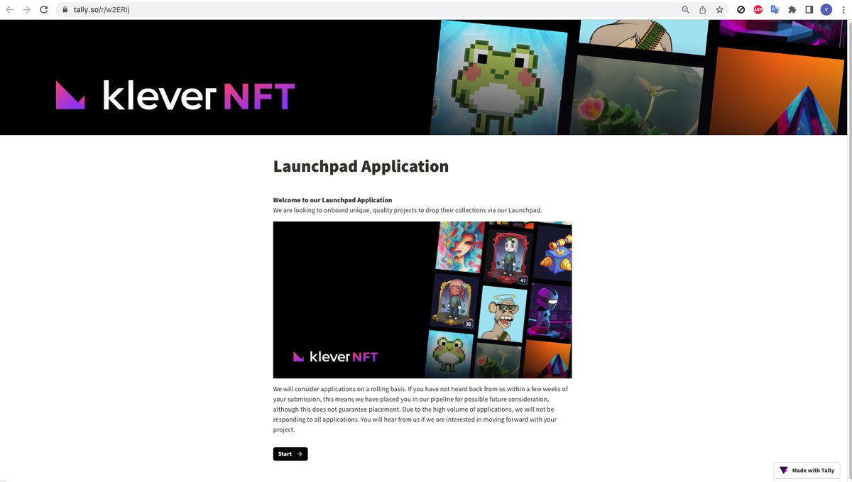 Hey is there any #NFT artist, software house, singer or producer reading this? Don't forget to introduce yourself on Klever's #MarketPlace platform to publish your products via #Launchpad, you will appreciate how easy it is to use #Klever to make it

tally.so/r/w2ERlj