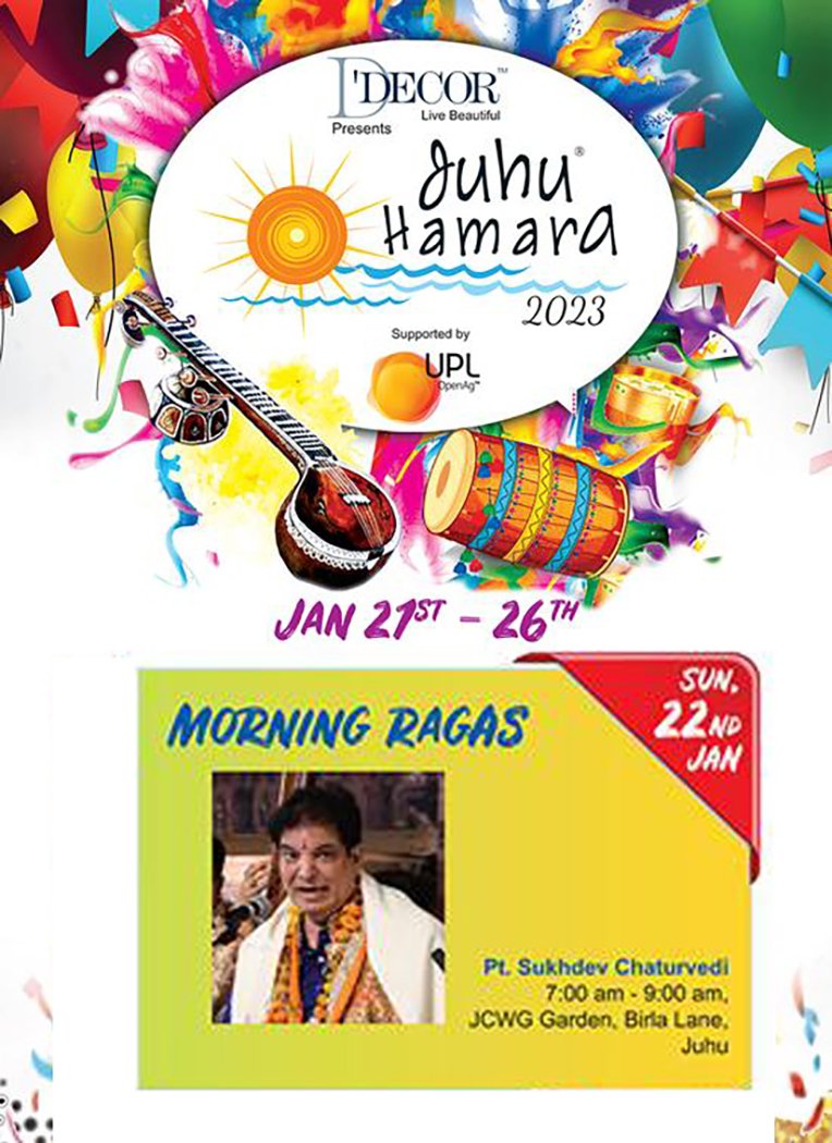 Dear all,  kindly join us on 22nd January at 7am to 9am for Morning Ragas in Juhu Hamara Festival JCWG Garden  Juhu. #JoinUs #morningraga #juhugarden #juhuhamarafestival #decor #musicalmorning #upl #musicalevent #music #musicfestival #22ndjanuary