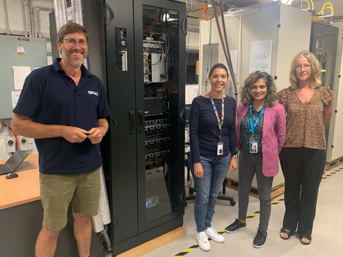 GrantHampson's tweet photo. How could you have never been to the @SKAO Low PSI? Welcome Kate Callaghan, Mita Brierley &amp; Carmel Hartman. @KateKatiekoo is the Space &amp; Astronomy Chief Operating Officer &amp; Mita the @CSIRO SKA Program Leader. Carmel has ordered all the equipment for the past 15 years! Come again! https://t.co/fQ37ENbMUw