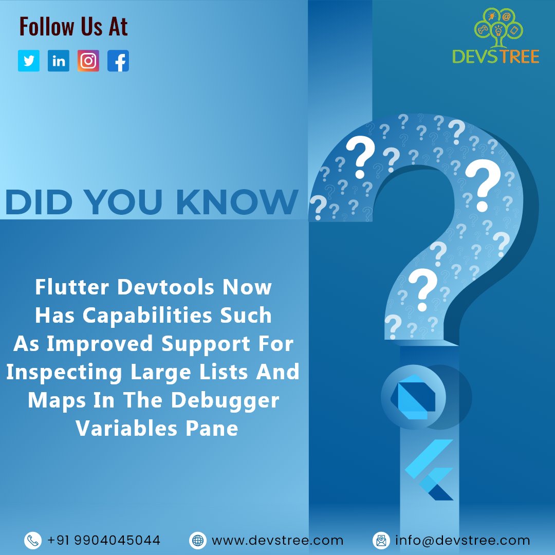 devstreeit's tweet image. Things you need to know..👨💻
Flutter DevTools now has capabilities such as improved support.
For more information please contact us devstree.com/flutter-app-de…
email us at info@devstree.com
#flutter #flutterdeveloper #flutterapps #flutterdev #flutterdevelopment #devstreeit #india