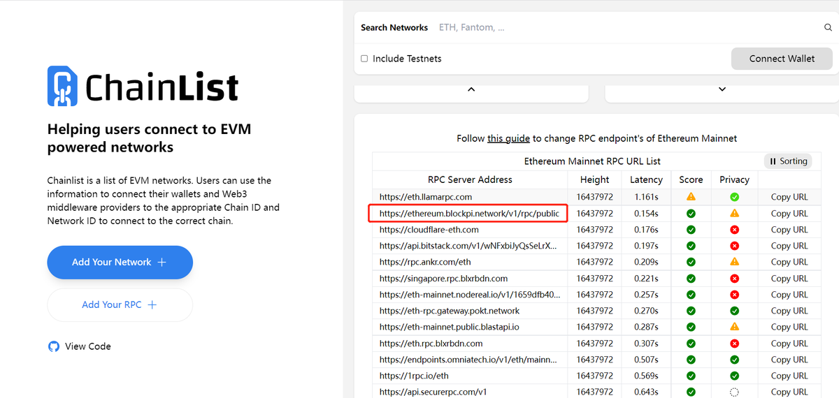RealBlockPI's tweet image. 📢Great news! BlockPI Public RPC is on Chainlist👏

Our services cover 15 chains: Ethereum, Polygon, BSC, Arbitrum, Optimism, Fantom, Avalanche, etc.

🎉Welcome to use #BlockPI RPC through chainlist.org

🚀Or check us out here public.blockpi.io

#Chainlist #RPC