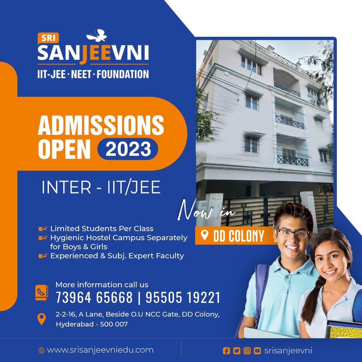 Sanjeevni Leading coaching institute for JEE & NEET
Admission 2023 open for more details
☎️ PH:7396465668.

#SriSanjeevni 
#bestjuniorcollege  #srisanjeevniuniorcollege #bestjuniorcollegeinddcolony  
#JEE2023
#IntermediateCollege #jeeacademyinddcoclony 
 #Resdentialjuniorcollege