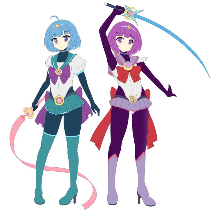 双子姉弟魔法少女ちゃんの下描きです('▽`)色々手直しし完成させます(*'ω`*)        ←姉弟→ 