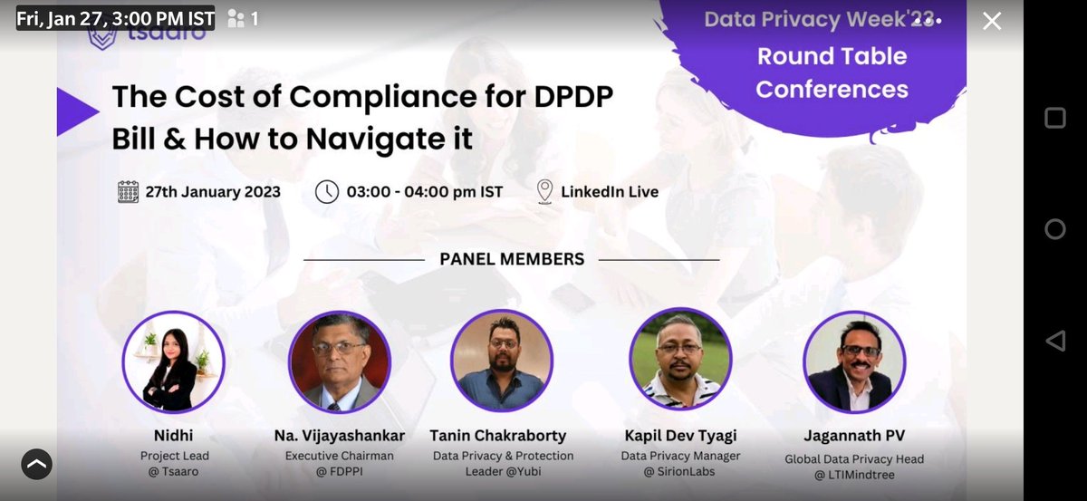 KapilTPrivacy's tweet photo. I am speaking at The cost of compliance for DDP Bill &amp; How to navigate it?
#PrivacyDoesMatter https://t.co/XzGVoDsmuG