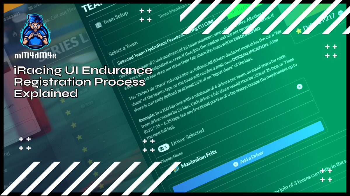 For our iRacing UI Newbies
Find out how to setup the Registration Process correctly for the upcoming iRacing Daytona 24H.

iRacing UI Endurance Registration Process youtu.be/NKF4ouOYVvs via <a href="/YouTube/">YouTube</a> 

#iracing #Daytona24