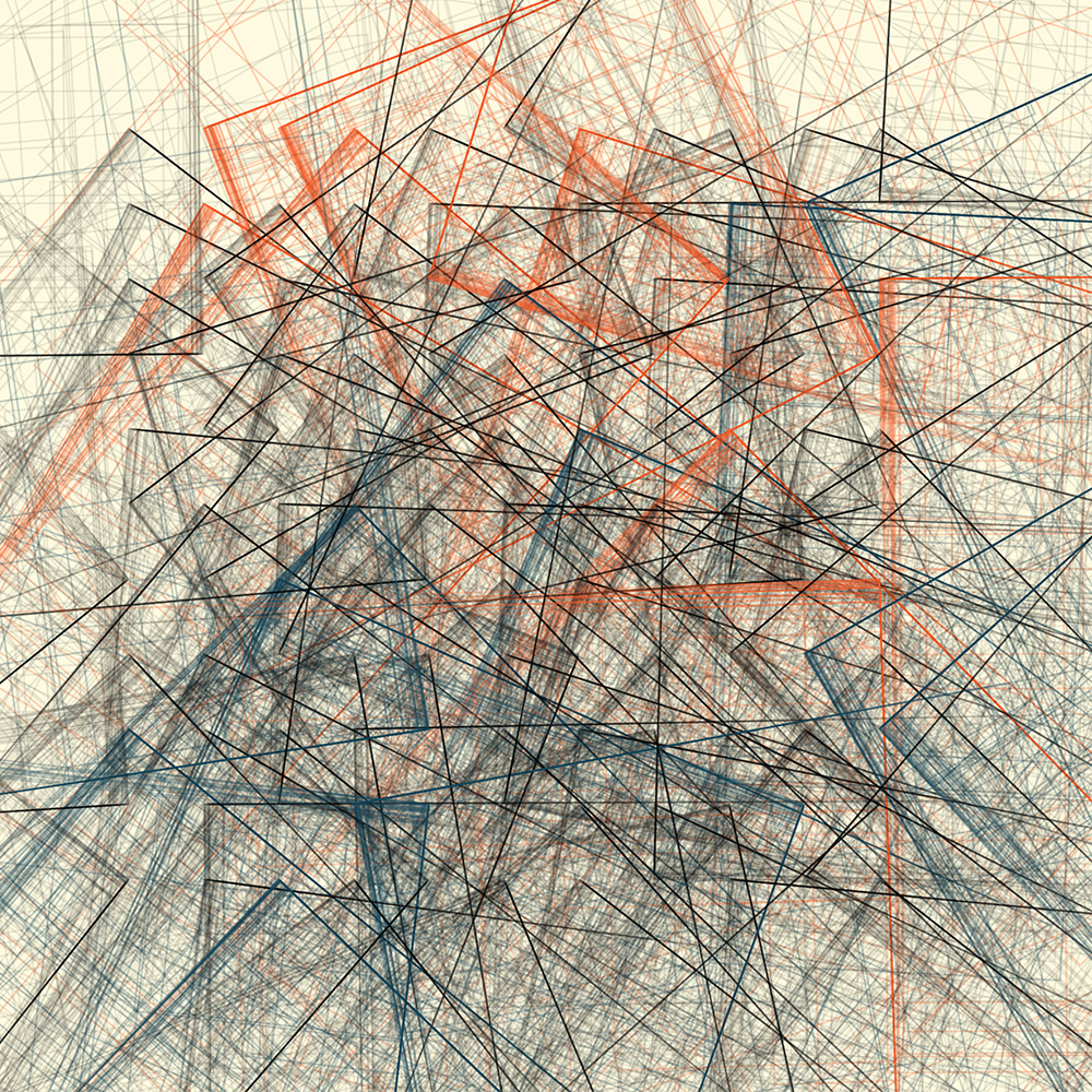 SpritzCam's tweet photo. #Genuary18 Definitely not a grid. #p5js #genuary #creativecoding https://t.co/7xFof3mmnP