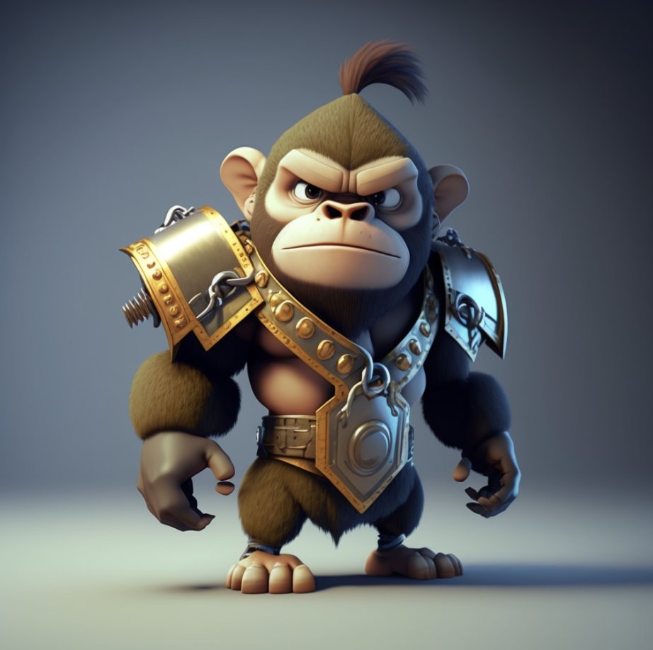 BrainLootGaming's tweet photo. Ok, ok...just one more @midjourney_ai generated art piece tonight. This one was too fun not to share! 

I give you "a dangerous cartoon monkey wearing battle armor, unreal engine"...

#AIart #AIArtworks #aiartcommunity https://t.co/2ZeLzN7sLQ