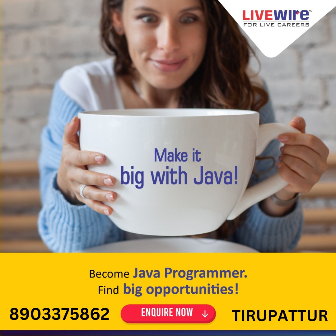 91lwtn235's tweet image. Are you becoming  java programmer or full stack developer or web developer? Learn from experts #java #advancedjava #fullstackdeveloper #webdeveloper #livewiretirupattur #tirupattur #livewiretirupattur #itcourses 
call 8903375862