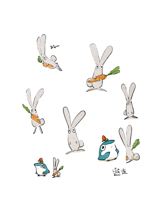 花ペンギンとうさぎ 