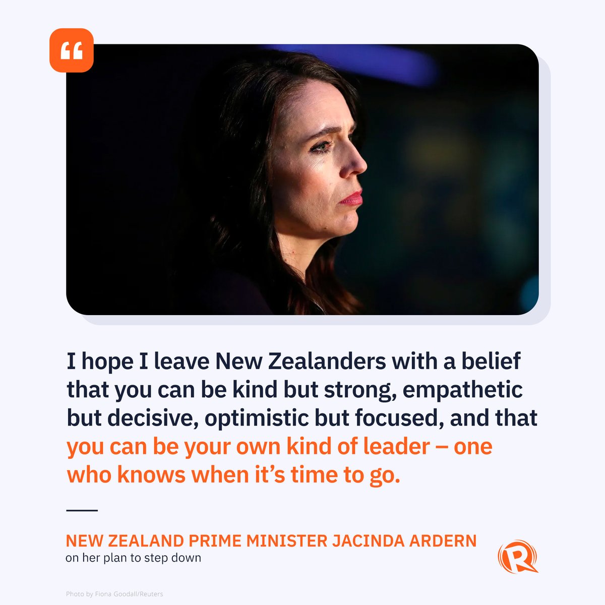 rapplerdotcom's tweet photo. In an emotional announcement, Jacinda Ardern announces that she's stepping down as New Zealand prime minister in less than three weeks, leaving behind a legacy of becoming a global icon for left-leaning politics and women in leadership. https://t.co/nCVGnM5vE9 https://t.co/jE6QrQcB2O