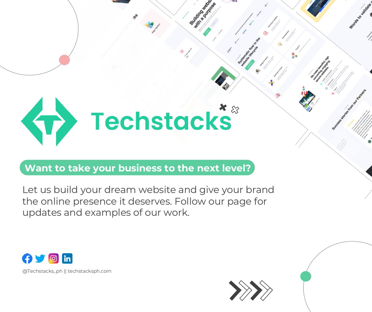 techstacksph's tweet photo. "Want to take your business to the next level? Let us build your dream website and give your brand the online presence it deserves. Follow our page for updates and examples of our work."

#techstacksph #devcompany #webdeveloper https://t.co/xmKg0xsejs