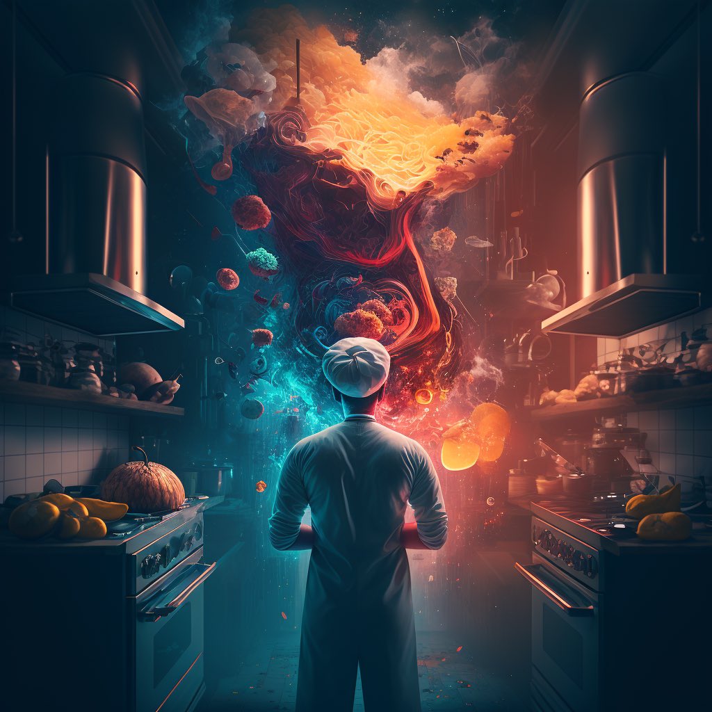 ChefShifty0121's tweet photo. Loving this AI Art - Mind of a Chef      #chef #art #chefart https://t.co/gDeLBZrgEc