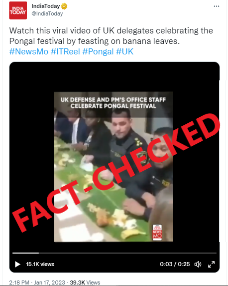 TrueNewsBengal's tweet photo. #FactCheck | Unrelated video from Canada shared by major Indian news outlets claiming UK PM Rishi Sunak celebrated #Pongal in London.  >> https://t.co/UmVsdLXA6n https://t.co/X2XNtwM57c