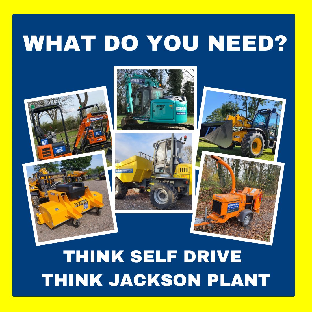 jacksonplantltd's tweet photo. What are you looking for to help with your next job? Chances are we have it! Our range covers excavators, rollers, dumpers, wackers, breakers, telehandlers, chippers and a full range of attachments for all machines… 
#planthire 
#constructionuk 
#landscaping 
#jacksonplant https://t.co/XJWIuTlMEU