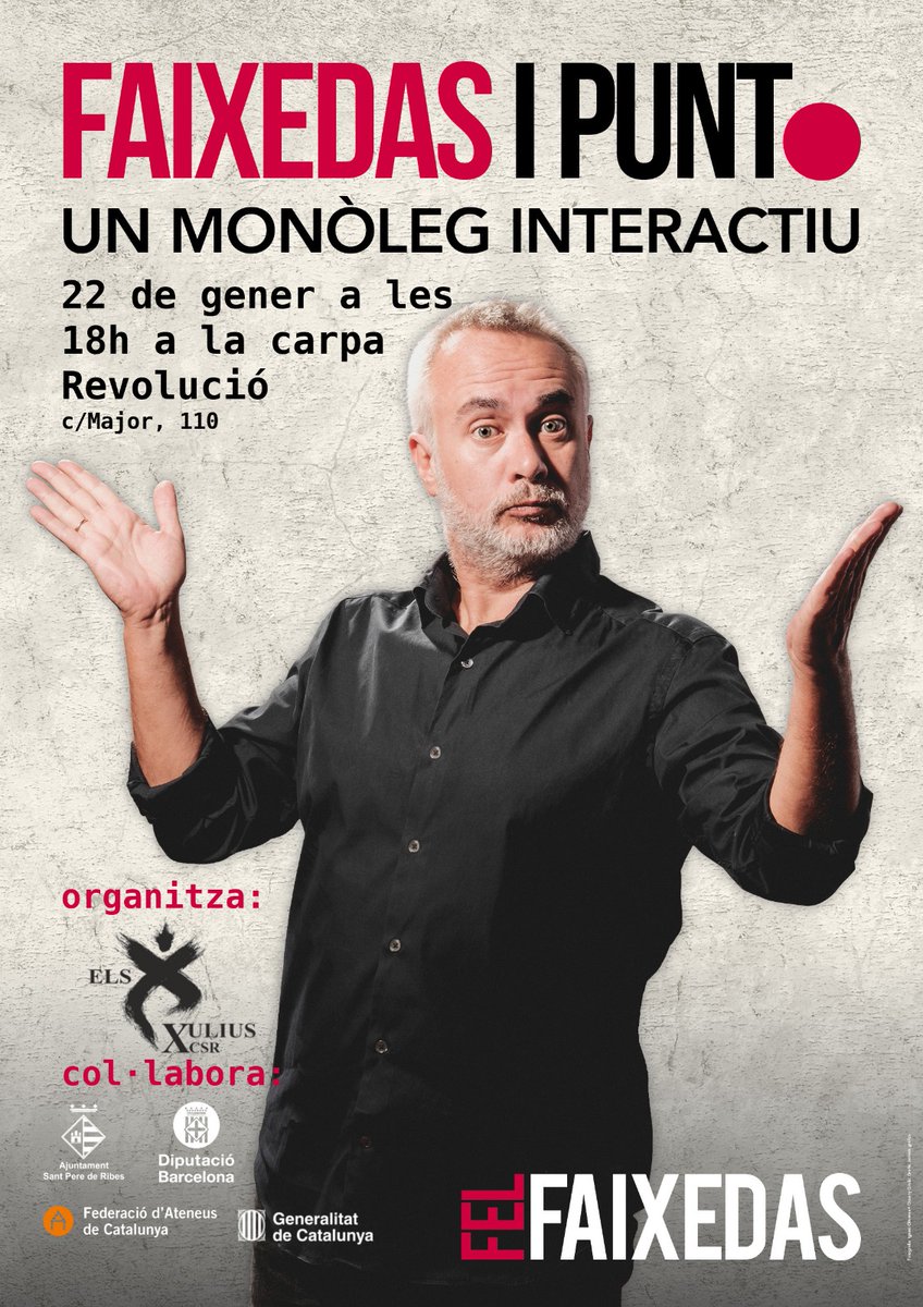Aquest proper diumenge dia 22, t'esperem a la Carpa Revolució amb l'espectacle Faixedas i Punt.
A les 18h amb taquilla inversa
#spribes #FMSantPau23
@H6produccions