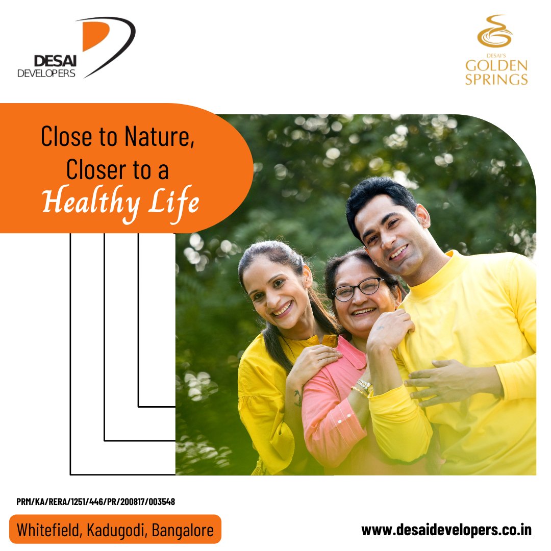 DesaiDevelopers's tweet photo. Owning a flat in Golden Springs would help you stay close to nature, and also have a better life ahead.
#desaidevelopers #desaigoldensprings #realestate #realestatebangalore #realestatedevelopement  #luxuryapartments #bangalore #luxuryliving #primelocation https://t.co/Qk7iouEDla