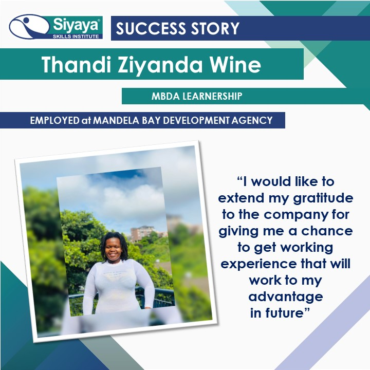 SiyayaSkills's tweet photo. 🎉✨#Congratulations✨🎉 Thandi Ziyanda Wine, a #Hygiene &amp; #Cleaning learner, who was recently #employed @Mandela Bay Development Agency! It is such an honour to see you achieve success. #LearnershipsWork #BrightFuture #LearnerSpotlight #SkillsDevelopment #Youth #SiyayaSkills https://t.co/jaVh55Y1fS