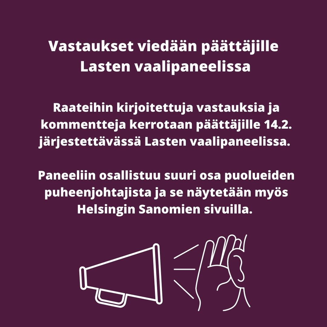 AaniLapselle's tweet photo. Lasten ja nuorten #digiraati "Mikä luo sulle toivoa" on auki 27.1.2023 asti (vaikka ilmoittautumislomakkeessa lukee toisin🙏)!
Vastaukset viedään suoraan päättäjille lasten vaalipaneelissa 14.2.🔥🔥🔥
Alle 29-vuotias, tule mukaan raatiin: https://t.co/F45iqB7zwF
#ÄäniLapselle https://t.co/LGB0iCefzF