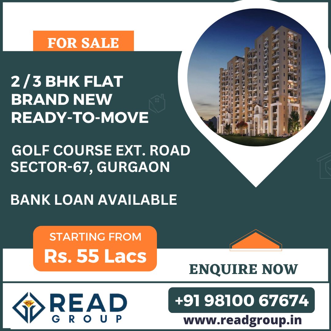 readproperties1's tweet photo. ☑️ For Sale
☑️ 2/3 BHK Flat Brand New 
☑️ Ready-To-Move 
☑️ Golf Course Ext. Road, Sector-67, Gurgaon
☑️ Bank Loan Available
☑️ Starting from Rs.55 Lacs
......
☑️ For More Info: CALL/WHATSAPP: +91 9810067674
☑️ Email: sales@readgroup.in https://t.co/XsPB6TteuB