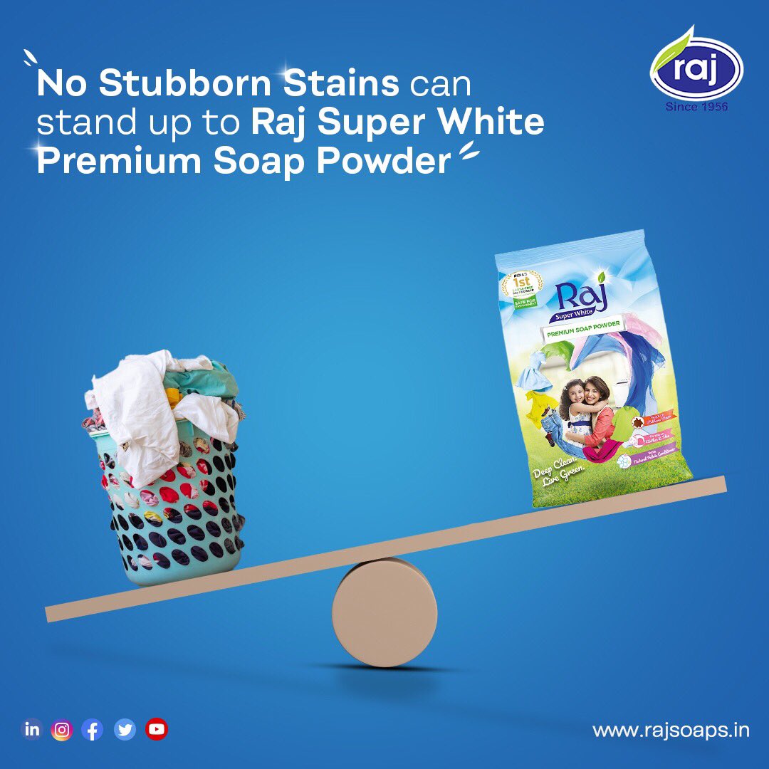 RajSuperWhite's tweet photo. More whiteness. More freshness.
#switchtobetter with Raj Super White Premium Soap Powder. 👚👔
Order today on Amazon & Flipkart!
#thursdayvibes #Giveaway #FMCG #MarketingStrategy #Advertising #Amazon #Flipkart https://t.co/5z2kMqgn74