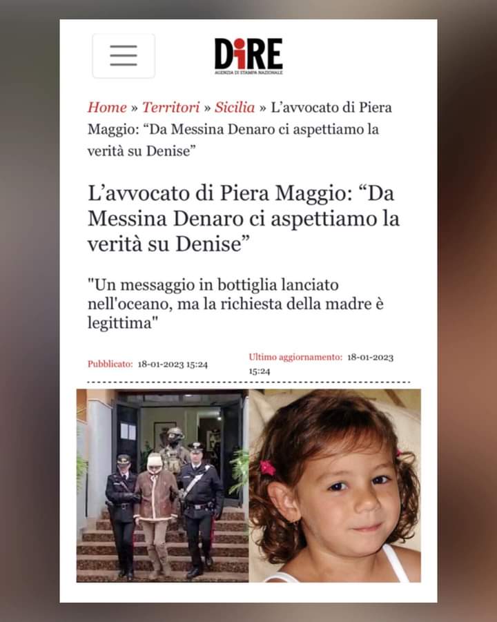 #matteomessinadenaro 
#veritàperDenise #giustiziaperdenise #cerchiamodenise #iostoconpietropulizzi #iostoconpieramaggio