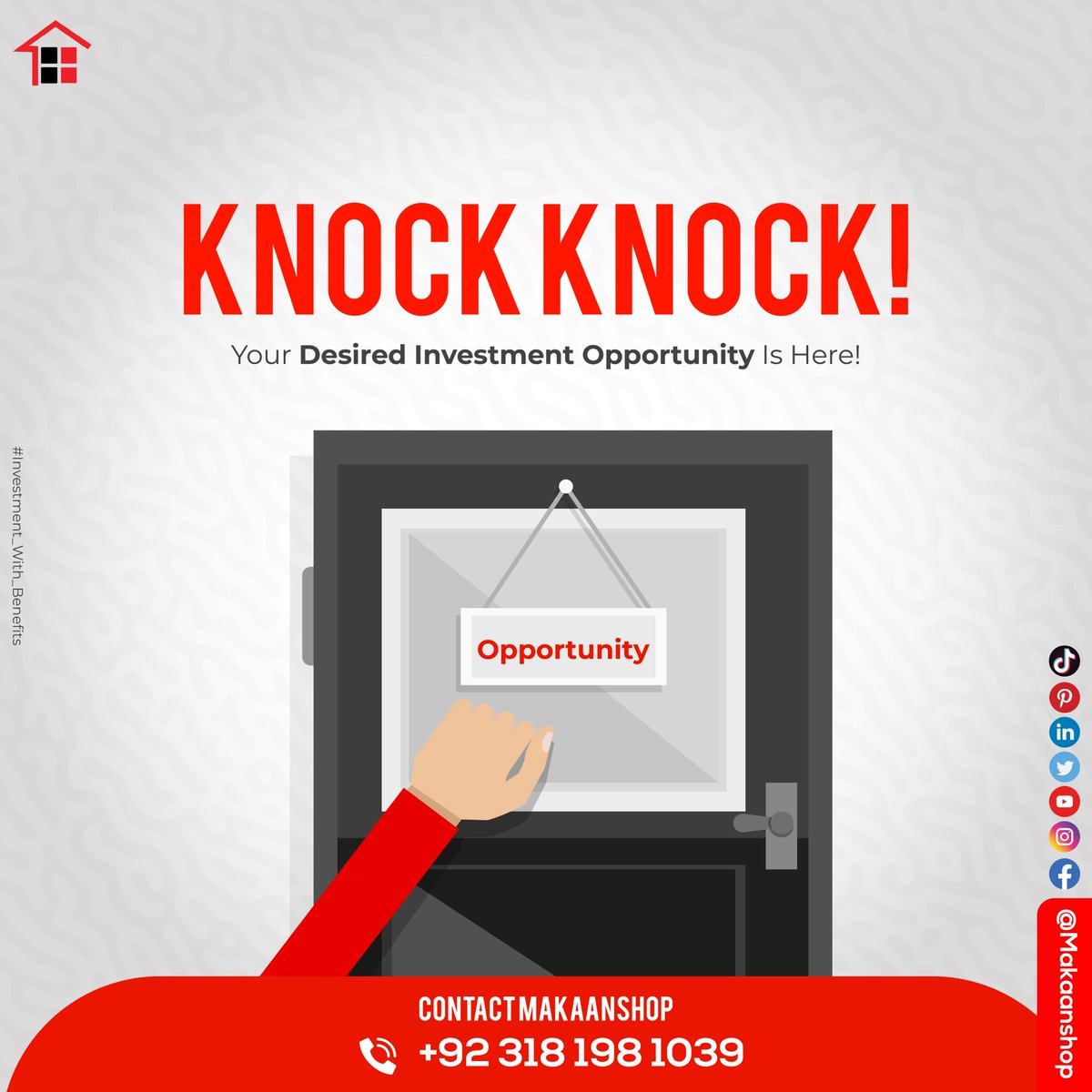 Makaanshop helps to buy, sell, rent & invest. Get investment consultancy & investment opportunities. 
Follow to know more!
#Makaanshop #Propertyportal #InvestmentWithBenefits #buy #sell #rent #invest #realestateservices #investmentconsultancy #investmentopportunity #Pakistan