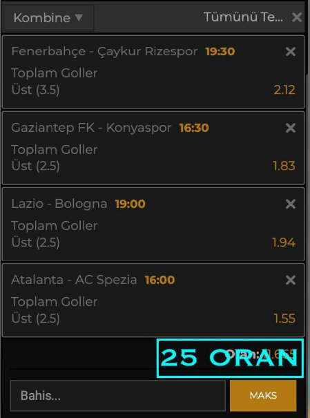 GoodBahis's tweet photo. 🔥 KUPA MAÇLARI ÖZEL ORAN GOODBAHİS'te...

⚽️ Fenerbahçe - Ç.Rize 3.5 ÜST
⚽️ Gaziantep - Konyaspor 2.5 ÜST
⚽️ Lazio - Bologna 2.5 ÜST
⚽️ Atalanta - Spezia 2.5 ÜST

😍11 yerine 25 ORAN

🔗 https://t.co/oeewTZHNMr https://t.co/qEWU7ni75b