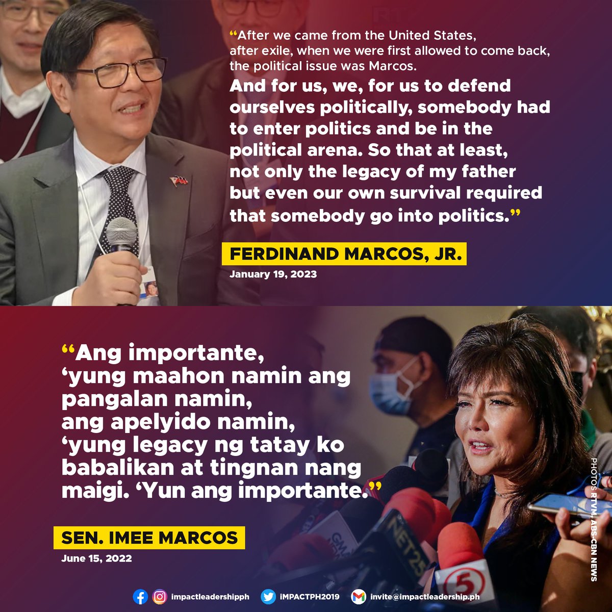 'TO DEFEND OURSELVES POLITICALLY'

Ferdinand Marcos, Jr. says his entry into politics was a matter of political survival for him and his family.

His sister, Sen. Imee Marcos, earlier said what is important now is they lift their family's name.

m.facebook.com/story.php?stor…