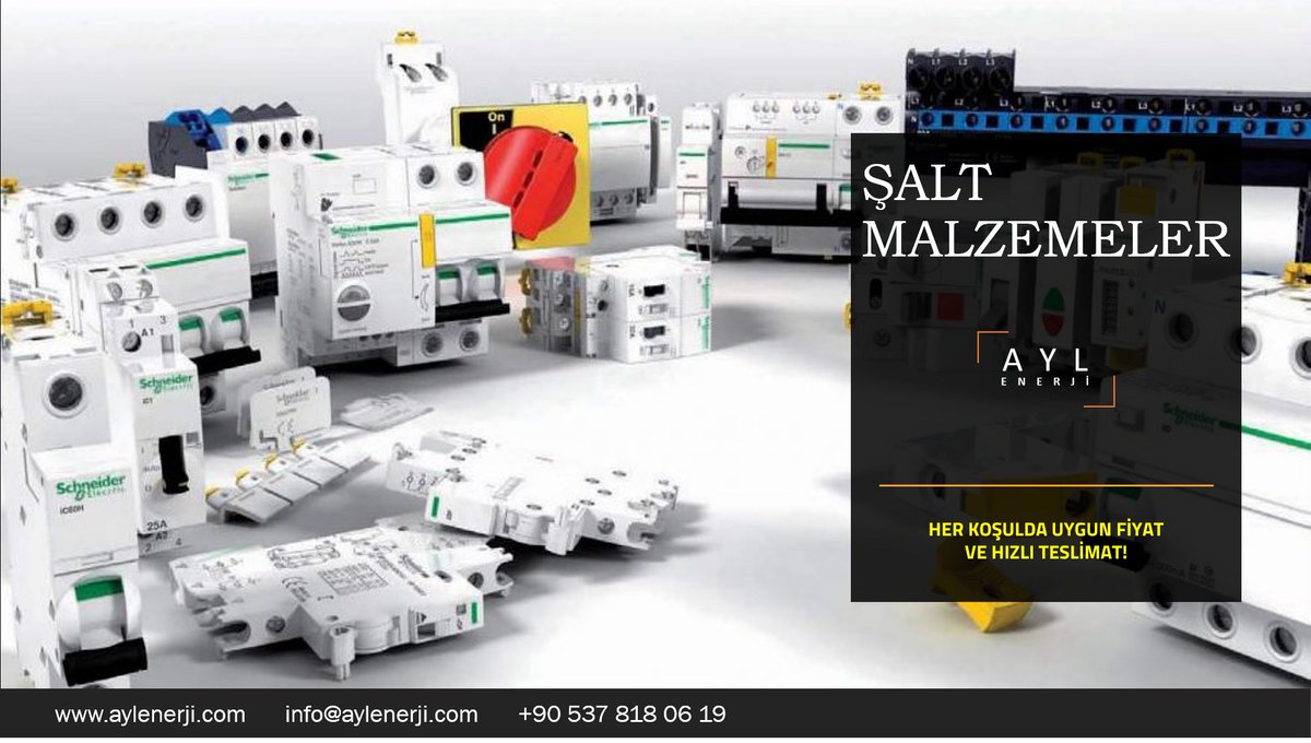 Şalt Malzeme İhtiyaçlarınızda Teklif Almak İçin;

info@aylenerji.com
satis@aylenerji.com
aylenerji.com

#elektrikmalzemeleri #sigortalar #röle #ayırıcı #pano #otomasyon #schneider #plc #siemens #role #kontaktör #şaltmalzemeler #tedarik #endüstriyel #kalite #aylenerji