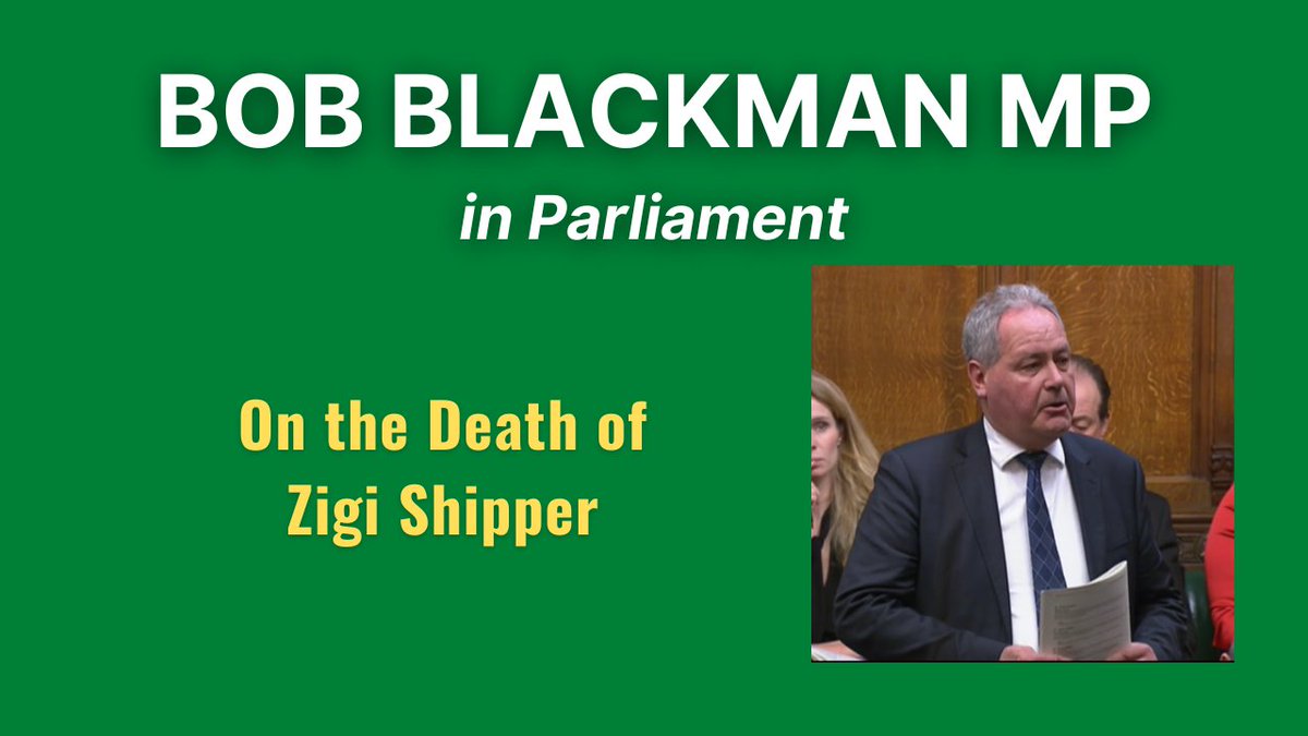 BobBlackman's tweet photo. During #PMQs, I paid tribute to #ZigiShipper and asked @10DowningStreet, @RishiSunak, to join me in paying tribute to Zigi.
https://t.co/nz7fPiP1Nn https://t.co/6GTLI0kAo3