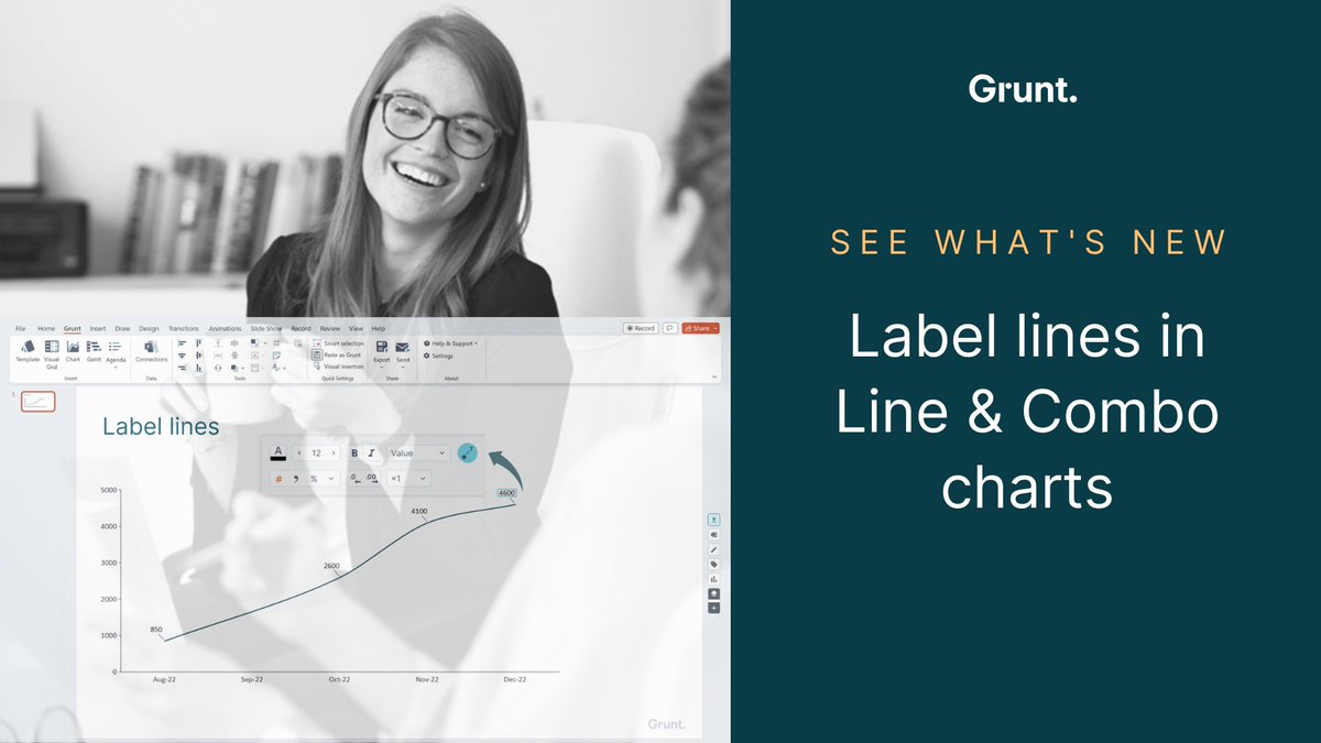 gruntpro's tweet photo. Our latest update brought another highly-requested feature - "Label lines" that help readability of series numbers. 💥

Click the label to find the new toggle in the label mini toolbar 👉 https://t.co/CFOHMTVxtY

#productupdate #gruntpro #charts @powerpoint https://t.co/pZuIJf5qAb