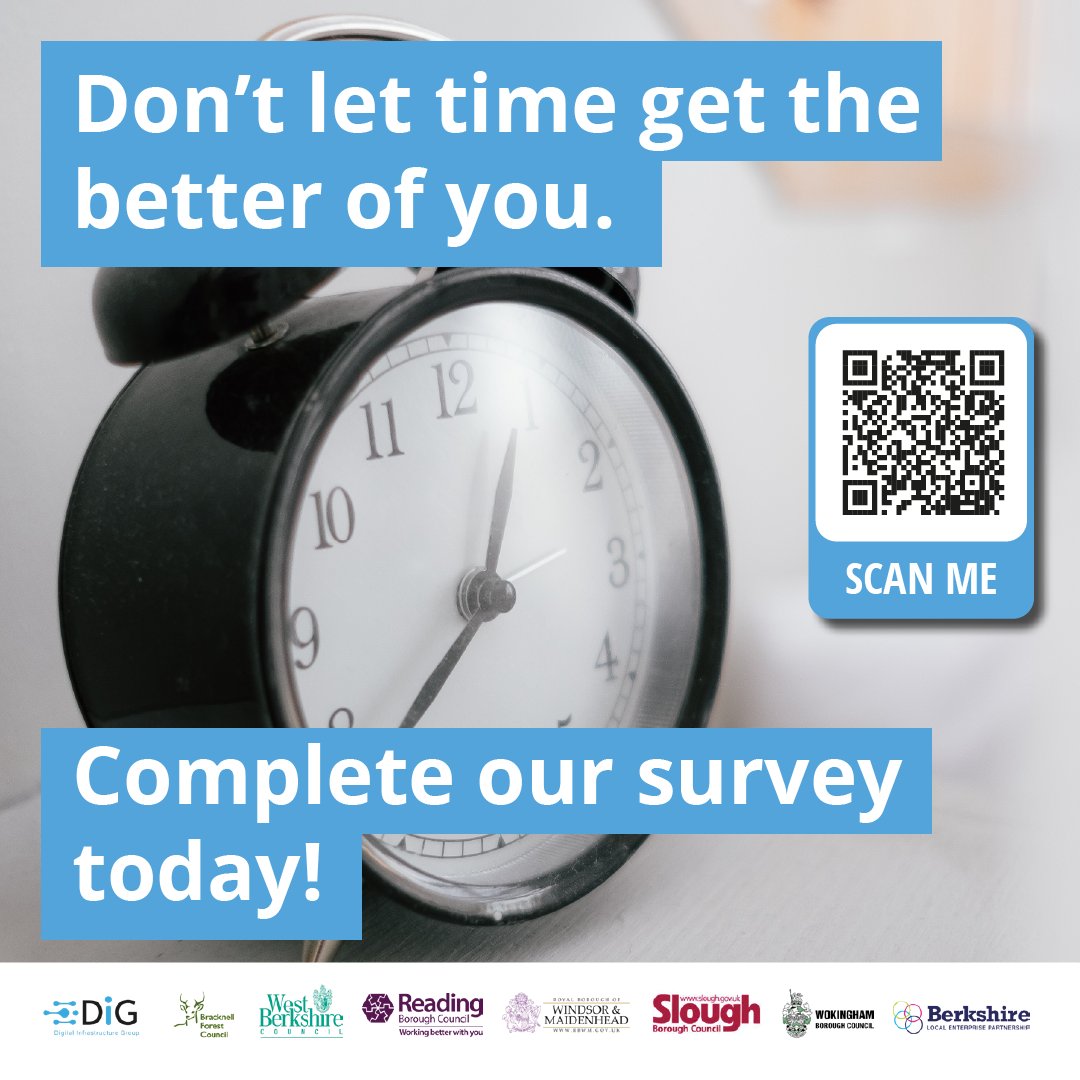BerksDIG's tweet photo. Tell us all about what you can and can't do online. Complete our survey now. Don't let time run out. https://t.co/0M6NwBupiV
@BracknellForest @ReadingCouncil @RBWM @WestBerkshire @WokinghamBC @SloughCouncil #WhatMakesYouClick #DigitalInclusion #ConnectedBerkshire https://t.co/nw6RRA6PKW