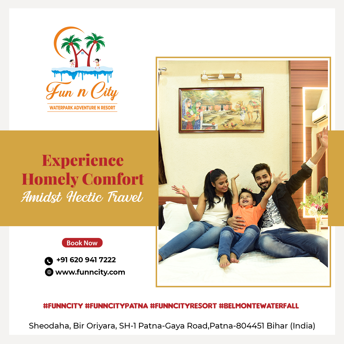 FunnCityPatna's tweet photo. Experience Homely Comfort Admist Hectic Travel

Call us on: 6209417333
More info visit: https://t.co/MYv1jHQrzn

#funncitypatna #funncityresort #funncity #belmontefall #belmontefallpatna 
#belmontewaterpark  #resortpatna #hotelpatna #rooms #resortrooms #hotelroom #hotelrooms https://t.co/o8B4AwQbRT