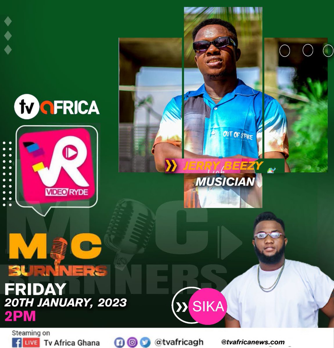 JerryBeezy786's tweet photo. *GOOD DAY FAM,Catch me live on TV 📺 Africa on MIC 🎙 BURNERS 🔥with Sika this Friday 20/01/23 exactly 2pm* #Jerry Beezy #ORGUNIVERSE #ADACHERECORDS UNIVERSE LETS SHARE 🙏🏿🙏🏿🙏🏿 @tvafricasports @TVinAFRICA https://t.co/02yaC4b5D6