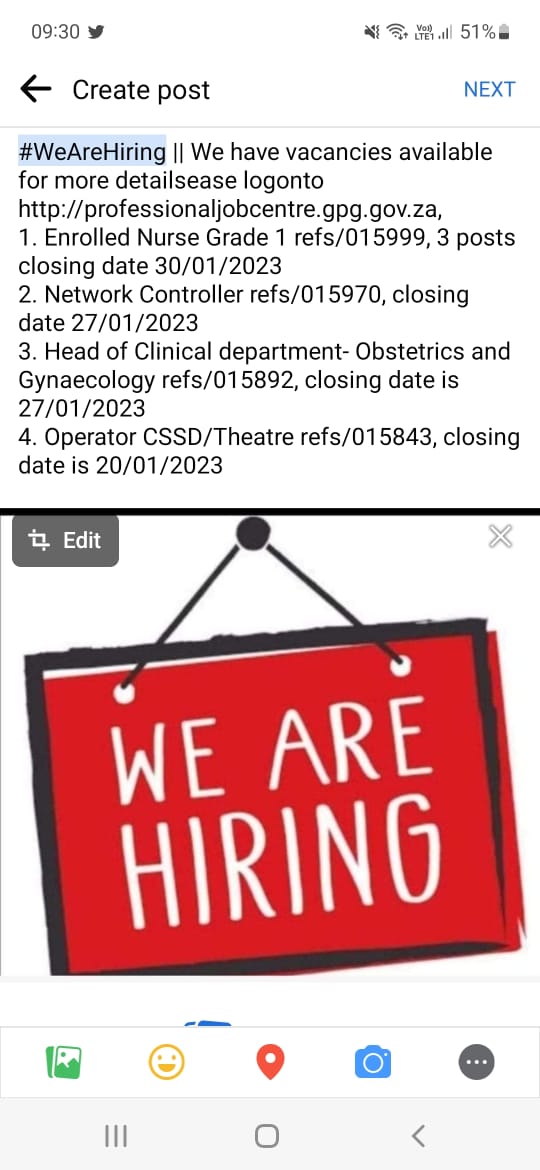 #WeAreHiring|| We have vacancies available for more details please log onto http//professionaljobcentre.gpp.gov.za
