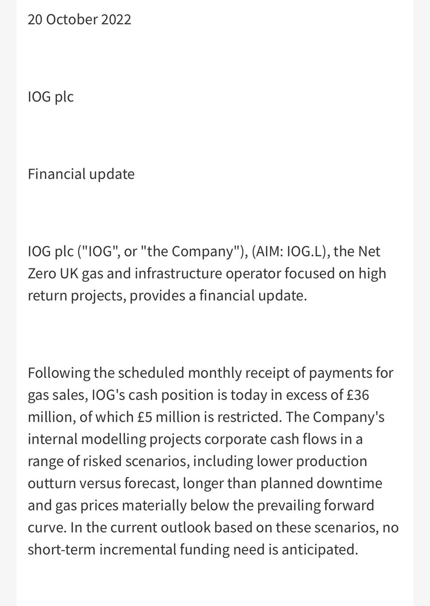 AfzalValli's tweet photo. #IOG 

End of Oct cash £36m thats not so long ago so I’m thinking most of the cash is available making it a good recovery play from these levels https://t.co/YF23uqCHL0